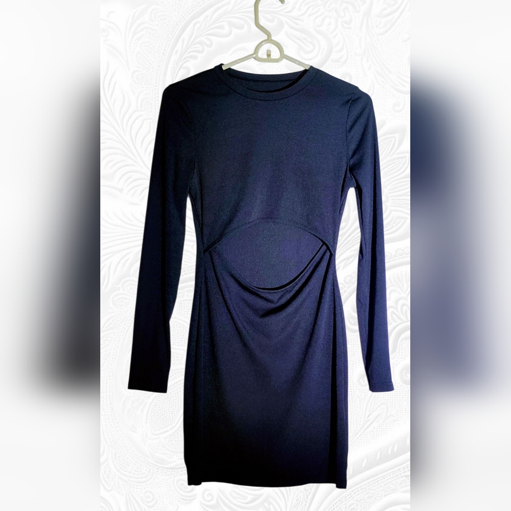 SHEIN sM Elegant Black Long Sleeve Body Con Cut Out Dress